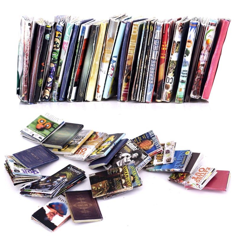 Lynkaye Dollhouse Miniatures Magazine Books Mini Books Mini House Accessories Books Model Dollhouse Accessories 112 Scale DIY Puzzle Project Doll House Furnishings Accessories - Image 3