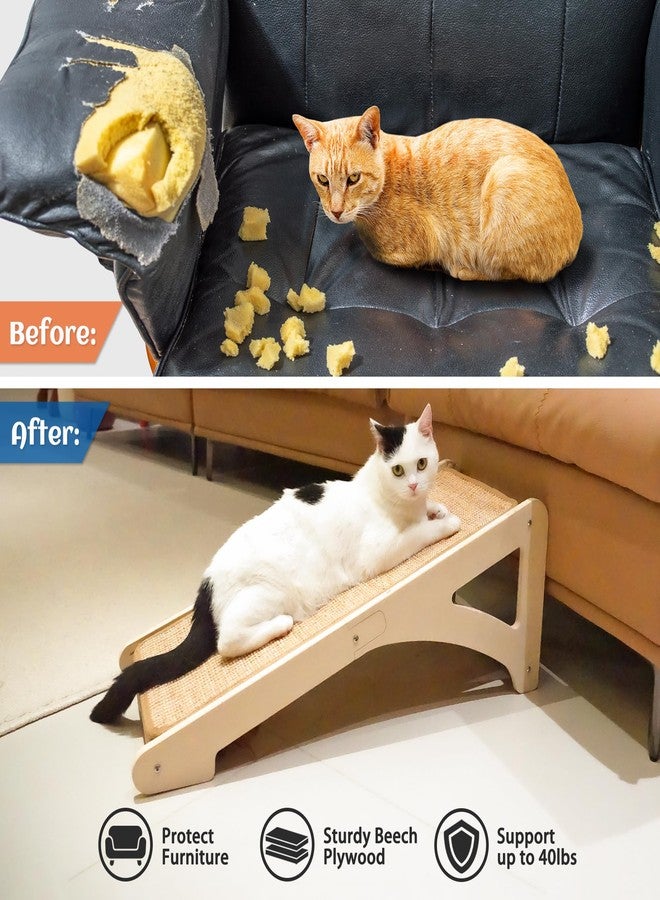 PETKARAY Cat Scratcher, Sisal Cat Scratching Ramp, L Shape Cat Scratch Pad for Indoor Cats, 27" Wall Furniture Protector with Mouse Toy - Image 5