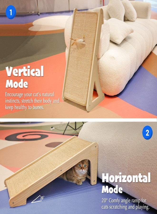 PETKARAY Cat Scratcher, Sisal Cat Scratching Ramp, L Shape Cat Scratch Pad for Indoor Cats, 27" Wall Furniture Protector with Mouse Toy - Image 4