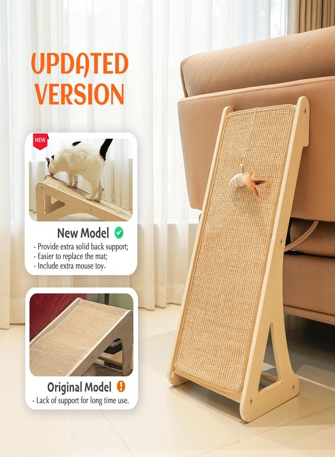 PETKARAY Cat Scratcher, Sisal Cat Scratching Ramp, L Shape Cat Scratch Pad for Indoor Cats, 27" Wall Furniture Protector with Mouse Toy - Image 2