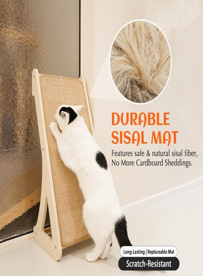 PETKARAY Cat Scratcher, Sisal Cat Scratching Ramp, L Shape Cat Scratch Pad for Indoor Cats, 27" Wall Furniture Protector with Mouse Toy - Image 3