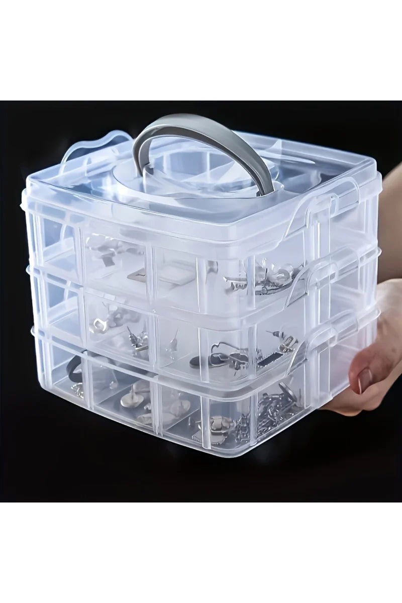 Transparent 3-layer 18 Grid Transparent Jewelry and Toy Storage Box, Jewelry Earrings, Rings, LEGO T