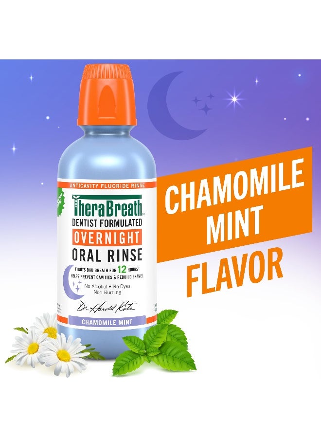 TheraBreath TheraBreath Overnight Mouthwash Fights Bad Breath for 12 Hours Chamomile Mint Flavor Dentist Formulated Fluoride Rinse Alcohol Free 16 fl oz Pack of 2  - Image 2