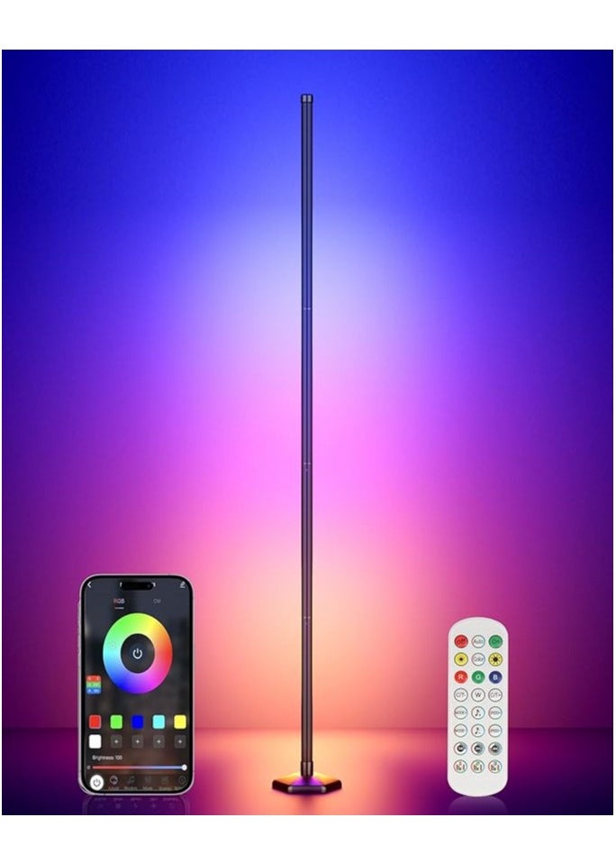 ار جي بي مصباح أرضي LED ذكي RGB قابل للتعتيم مع مزامنة الموسيقى وتغيير لون التطبيق والتحكم عن بعد 118 سم قابس المملكة المتحدة 20 وات  - Image 1