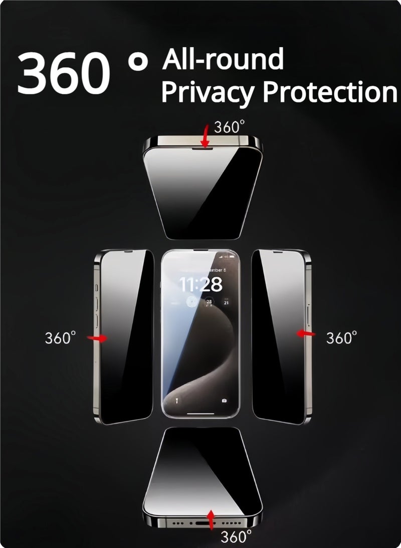 iPhone 16 Pro Privacy Screen Rrotector 6.3-inch, With Webcam Cover,Power Grade Dustproof Phone Receiver Protection, Scratch Resistant, Fingerprint Resistant, Bubble Free, 9H Tempered Glass Film, Suitable For iPhone 16 Pro-2 packs - Image 2