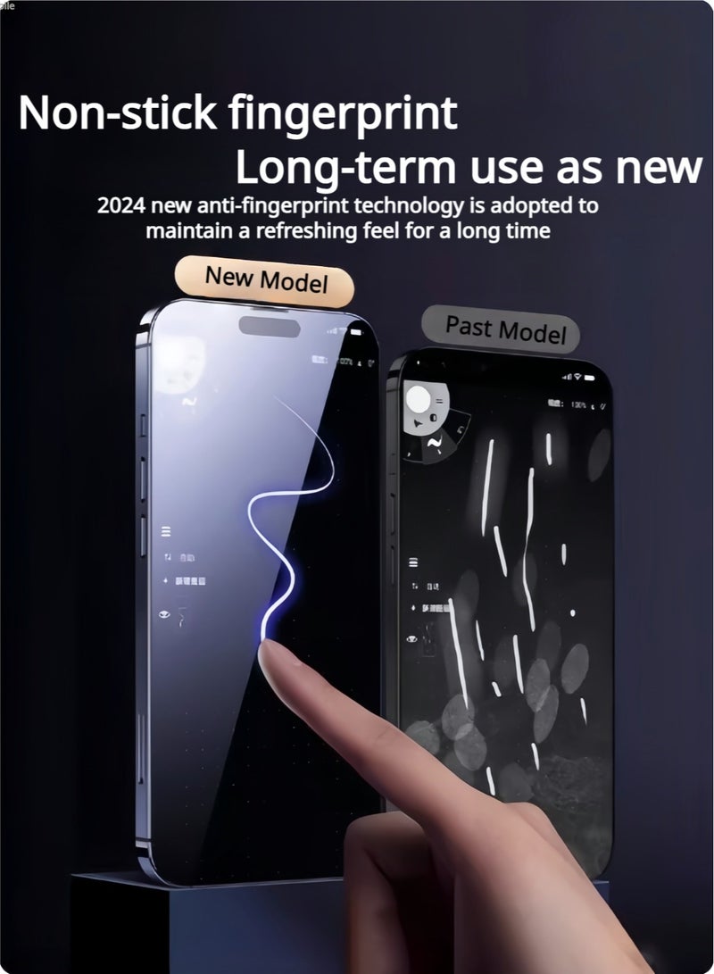 iPhone 16 Pro Privacy Screen Rrotector 6.3-inch, With Webcam Cover,Power Grade Dustproof Phone Receiver Protection, Scratch Resistant, Fingerprint Resistant, Bubble Free, 9H Tempered Glass Film, Suitable For iPhone 16 Pro-2 packs - Image 4