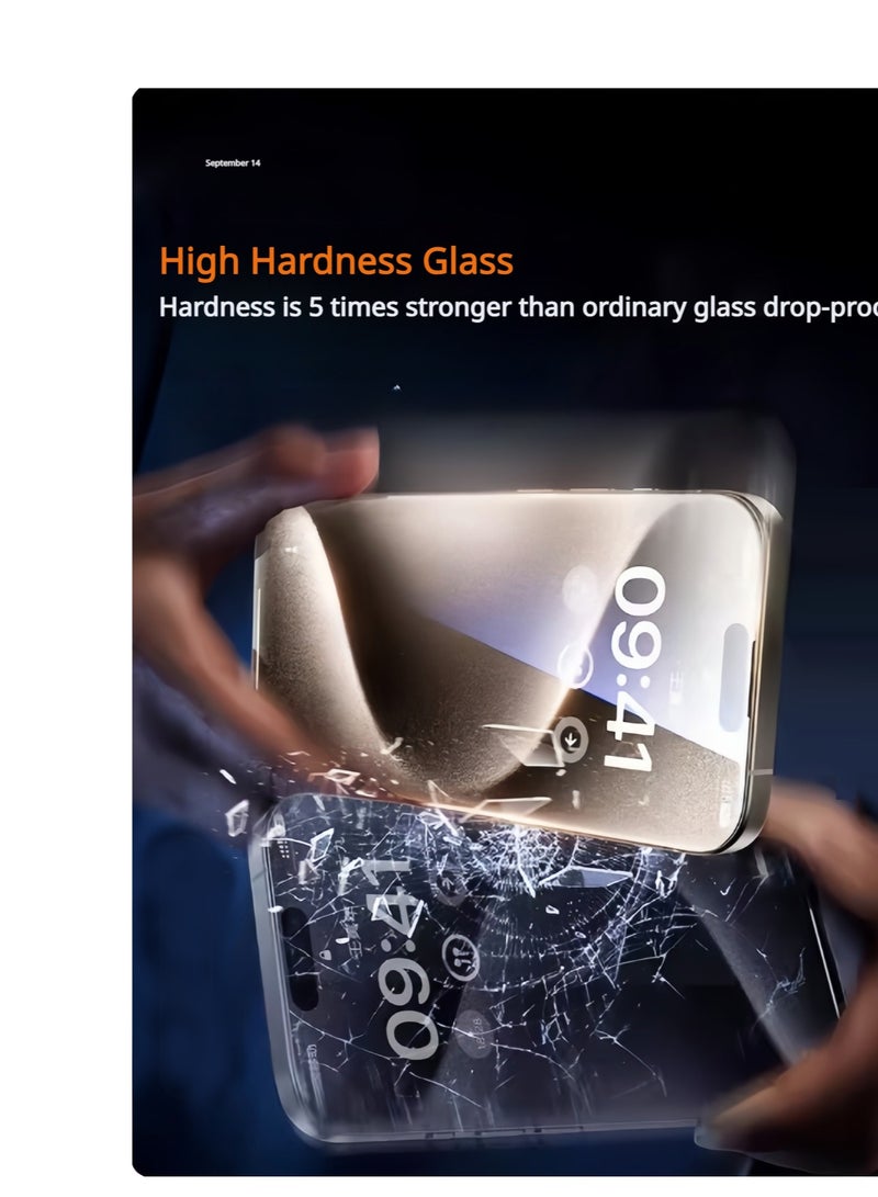 iPhone 16 Pro Privacy Screen Rrotector 6.3-inch, With Webcam Cover,Power Grade Dustproof Phone Receiver Protection, Scratch Resistant, Fingerprint Resistant, Bubble Free, 9H Tempered Glass Film, Suitable For iPhone 16 Pro-2 packs - Image 5