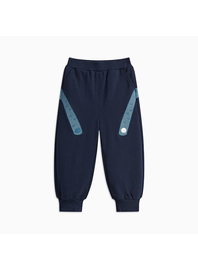 Mqd Boys' Autumn Knitted Sports Pants Cute Sweatpants Navy Blue Size 100 - Image 3