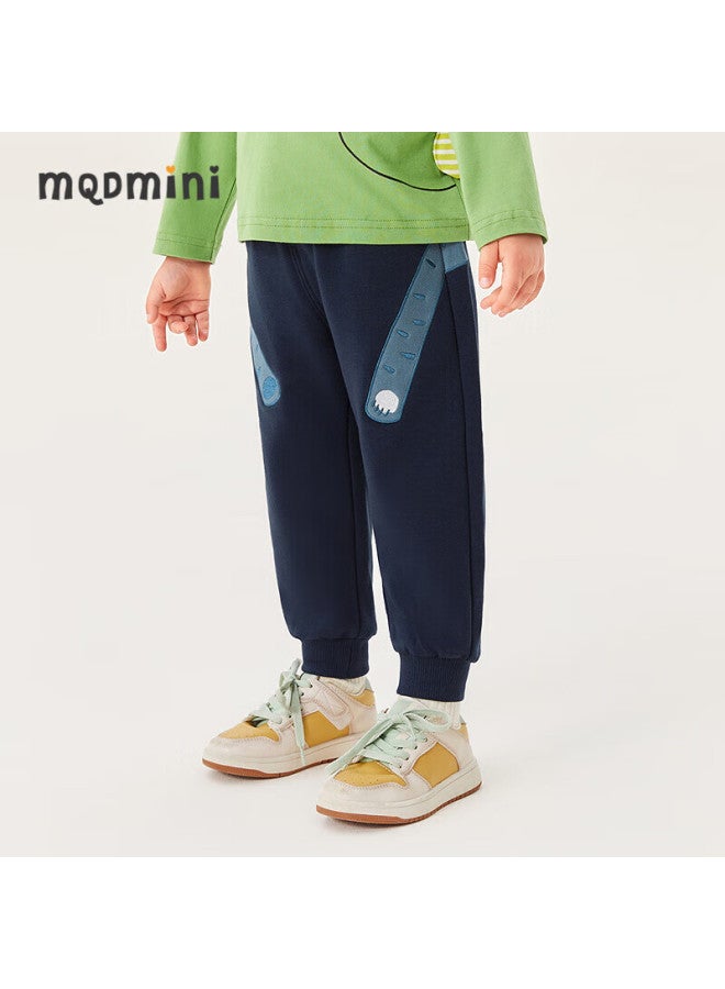 Mqd Boys' Autumn Knitted Sports Pants Cute Sweatpants Navy Blue Size 100 - Image 1