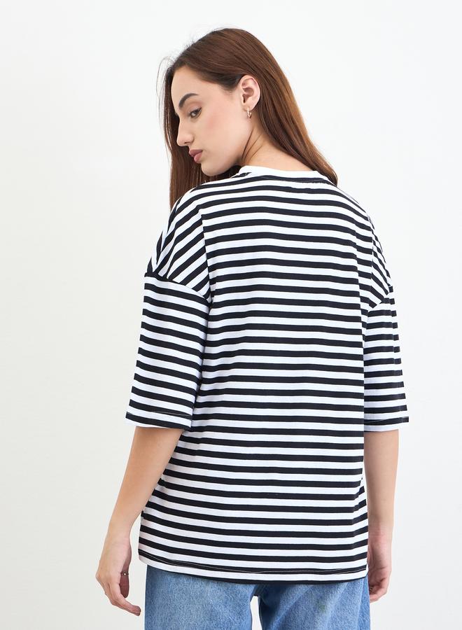 Styli Black and White Striped T-Shirt - Image 5