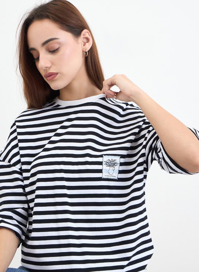 Styli Black and White Striped T-Shirt - Image 4