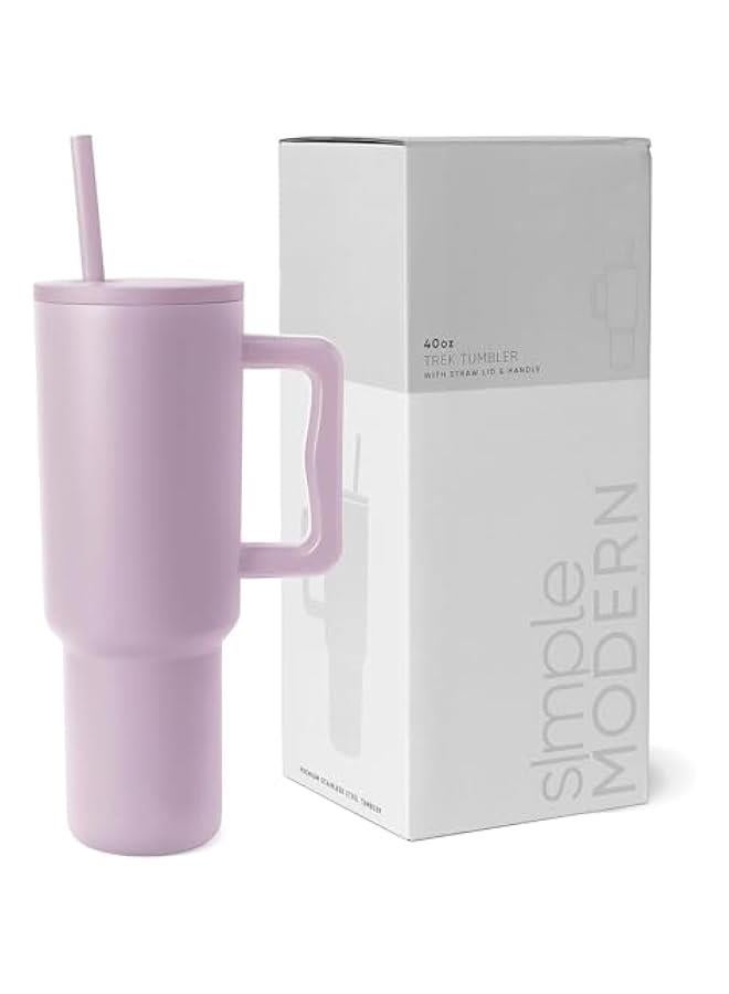 HOOKOR Durku 40 oz Tumbler with Handle and Straw Lid, 100% Leak-proof Travel Coffee Mug, Stainless Steel Insulated Cup for Hot Cold Beverages, Keeps Cold for 34Hrs or Hot for 10Hrs, Dishwasher Safe (Purple - Image 1
