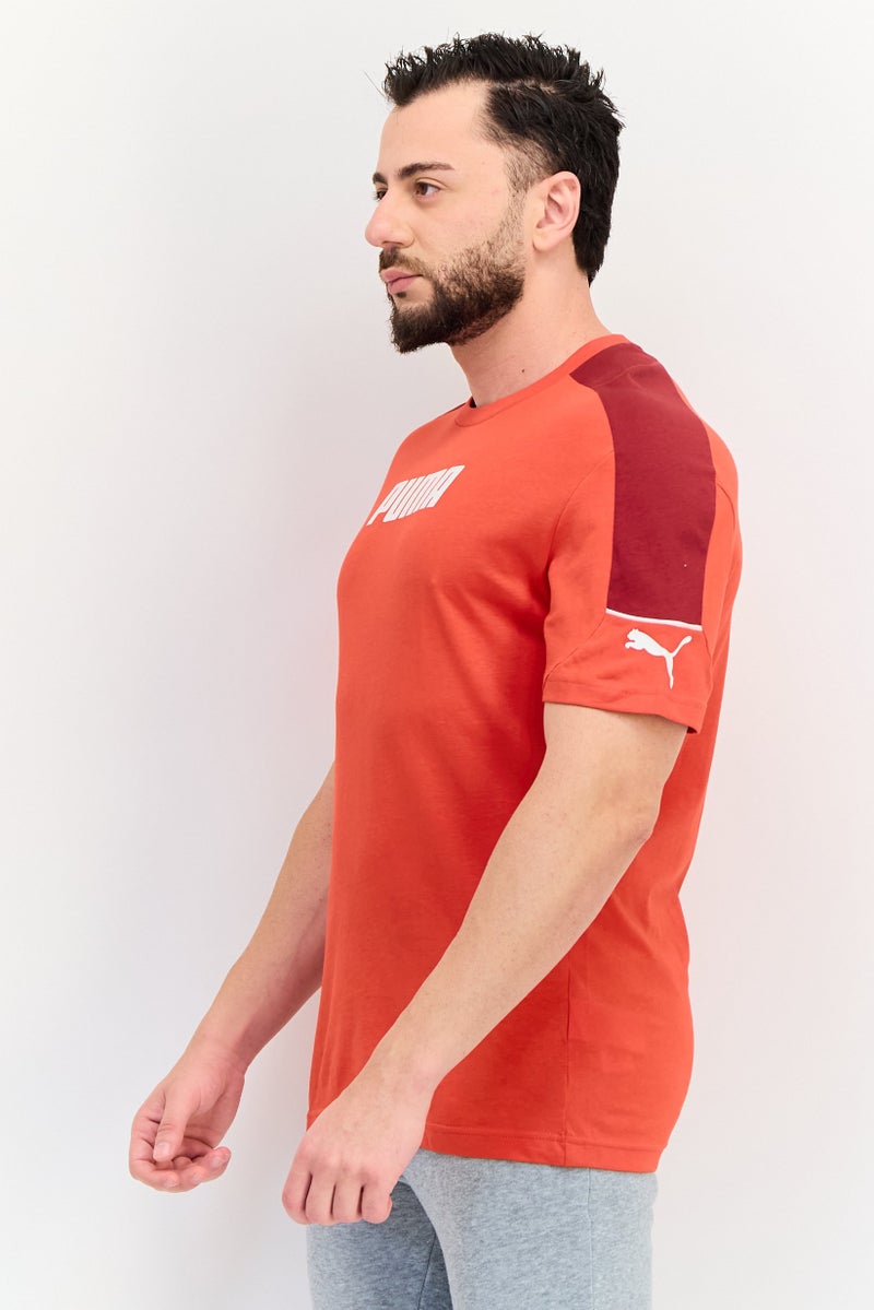 PUMA تي شيرت رجالي بأكمام قصيرة ومقاس مريح، أحمر - Image 2