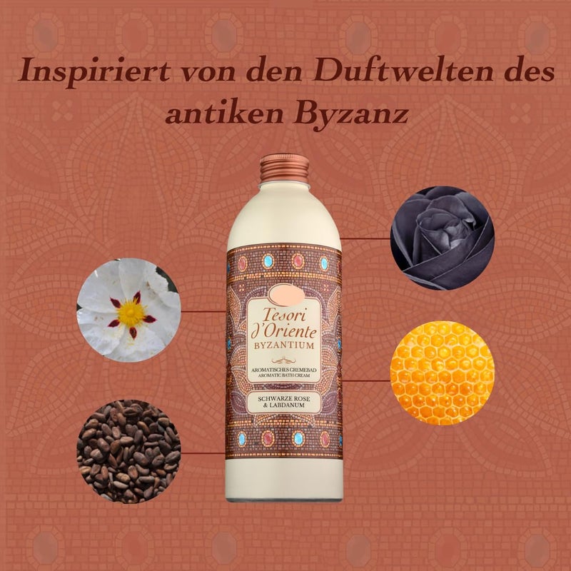 Tesori d'Oriente: "Byzantium" Aromatic Bath Cream, with Black Rose and Labdanum * 16.9 Fluid Ounces (500ml) Bottle * [ Italian Import ] - Image 2