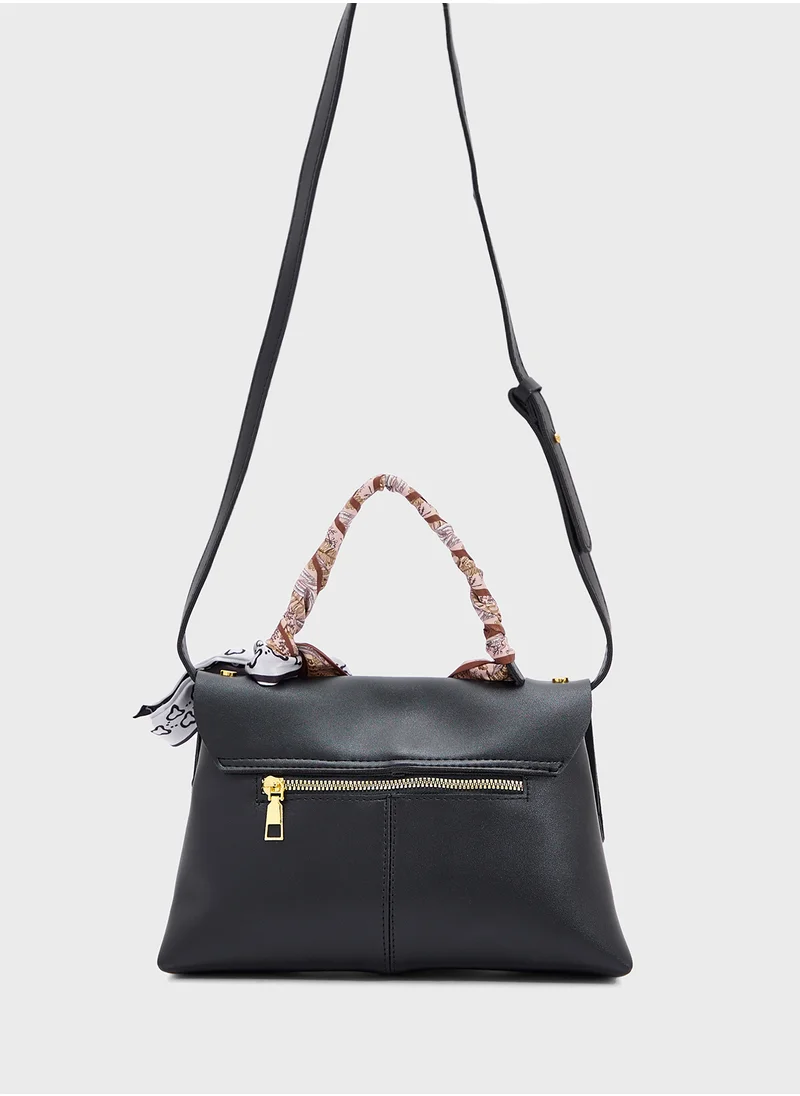 ELLA Satchel Bag With Scarf Detail