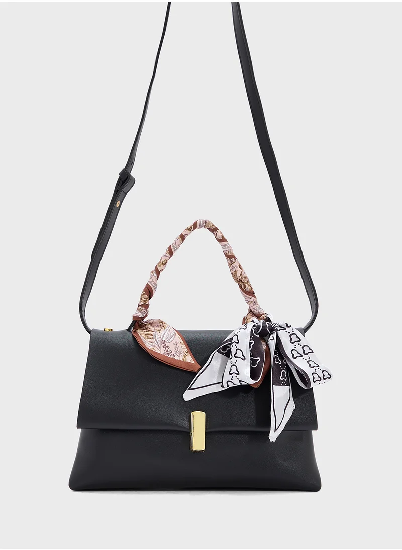 ELLA Satchel Bag With Scarf Detail