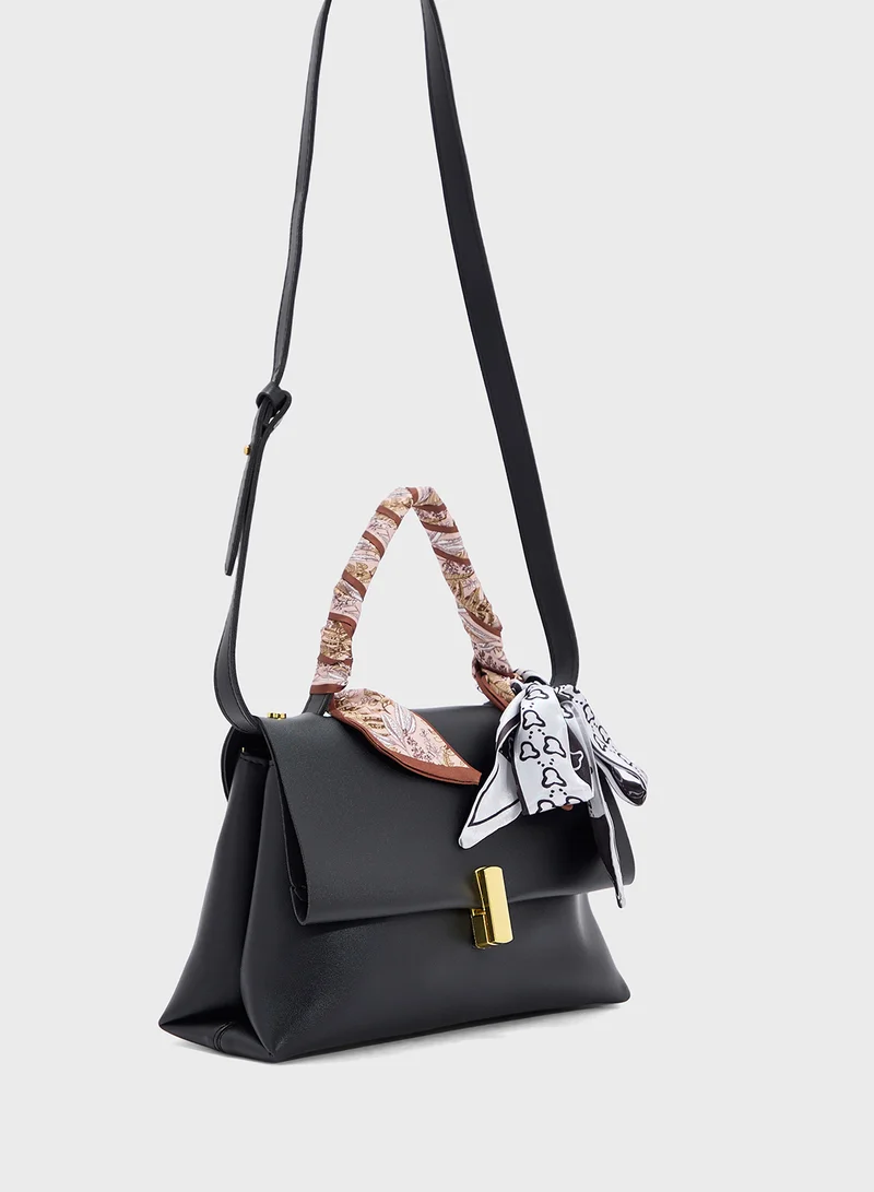 ايلا Satchel Bag With Scarf Detail