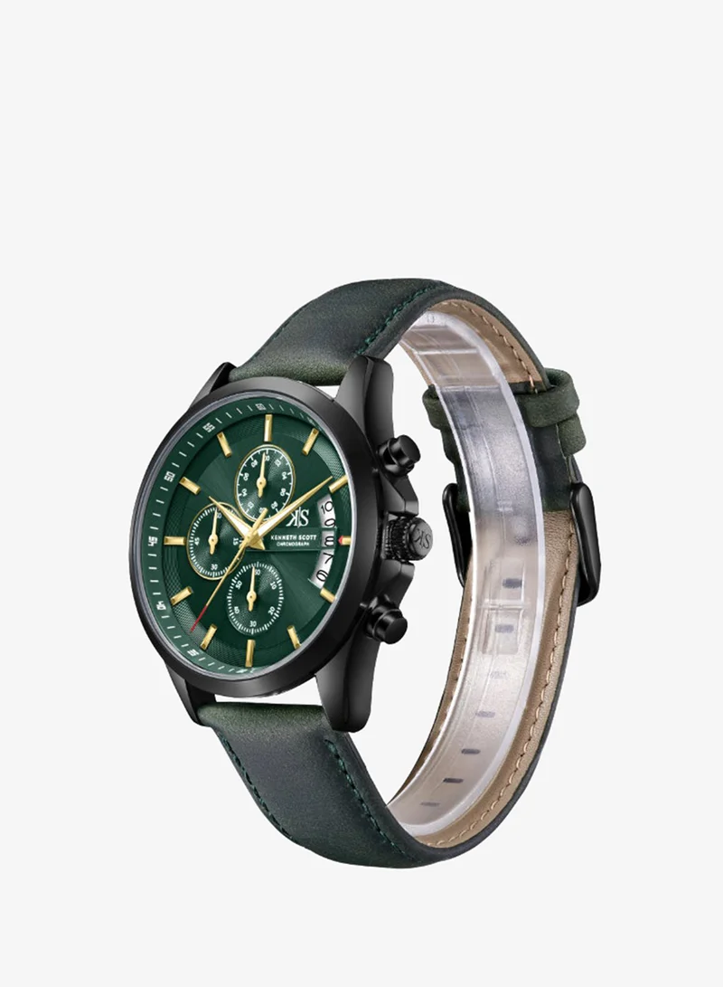 كينيث سكوت Men's Leather Chronograph  Watch K26106-BLHH - 42 mm