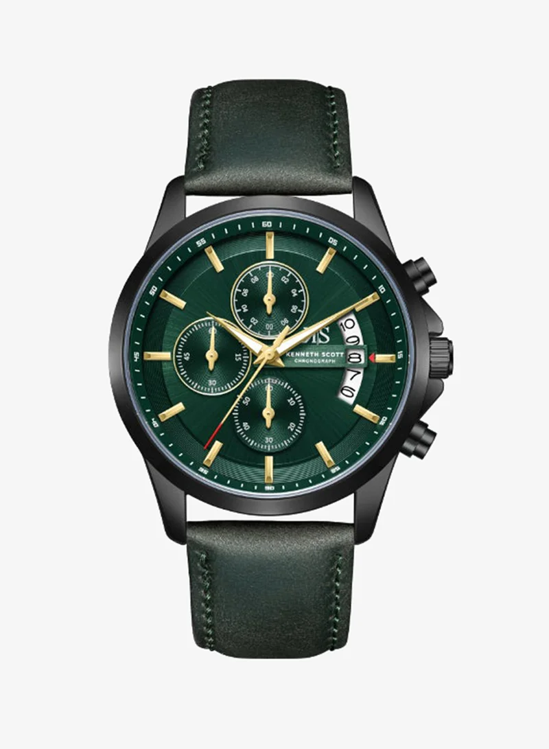 كينيث سكوت Men's Leather Chronograph  Watch K26106-BLHH - 42 mm