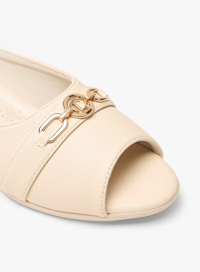 Le Confort Women's Solid Slip-On Mule Sandals with Wedge Heels