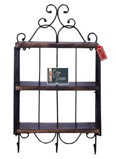 Wooden Twist Wooden & Iron 3 Shelf Book/ Kitchen Rack With Cloth/Cup Hanger  - Image 3