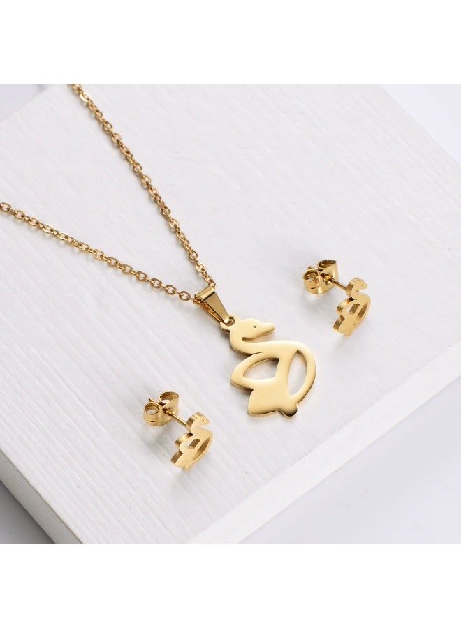 Goolsky Women’s Titanium Steel Pendant Necklace & Earrings Set – Elegant Minimalist Jewelry, Dainty INS Style Gift - Image 2