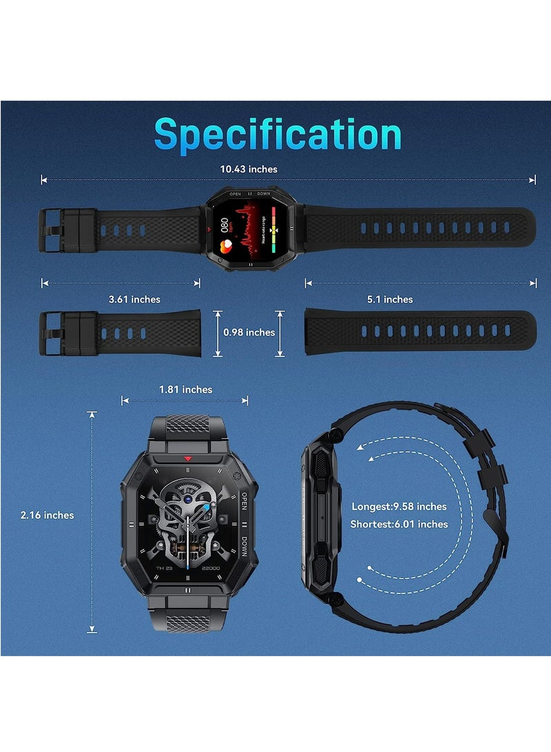Men's Smart Watch,1.85" HD Outdoor Fitness Tracker Sports Watch With Heart Rate Sleep Monitor For iPhone Android