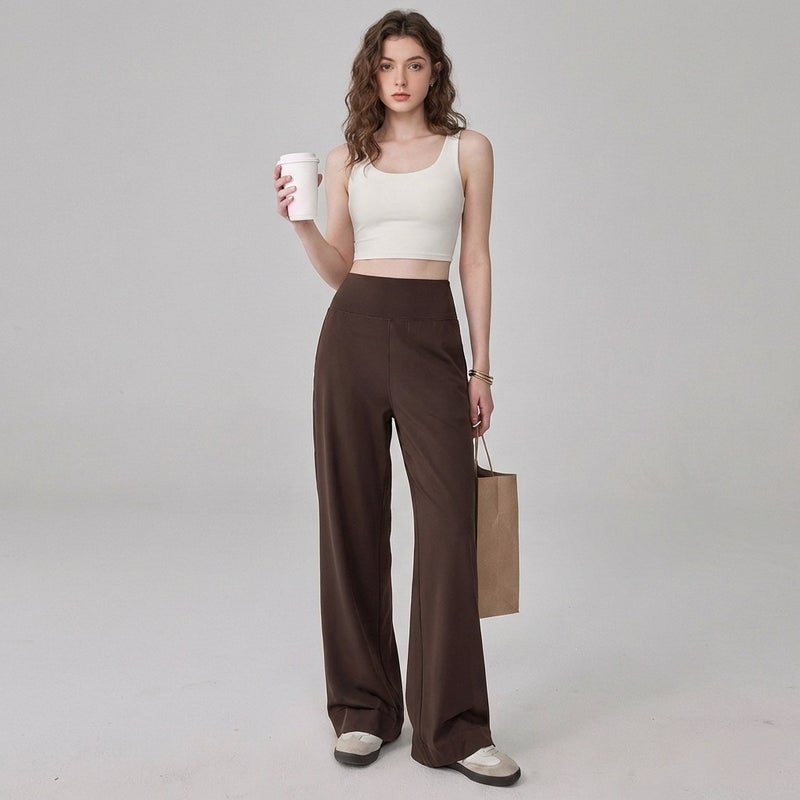 Qi Ta Women's High Waist Wide Leg Yoga Pants Quick Dry Running Training Lounge Pants - Image 4