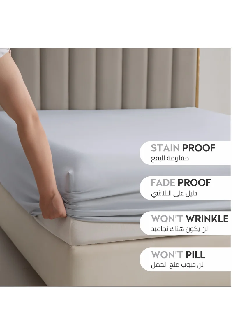 Donetella Bedding Fitted Sheet - Fits 120x200 Cm Bed For Twin Bed 2 Pcs (1 Fitted Sheet and 1 Pillowcase) - 30 Cm Deep Pocket - Solid Bed Sheet