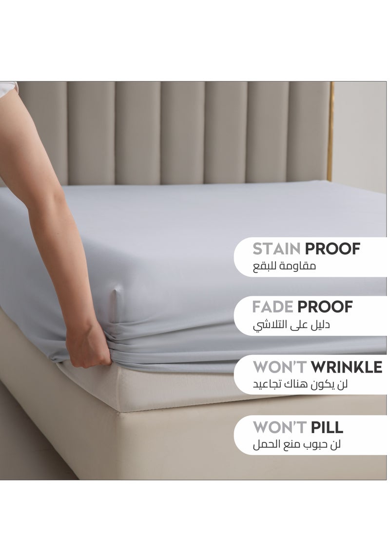 Donetella Bedding Fitted Sheet - Fits 120x200 Cm Bed For Twin Bed 2 Pcs (1 Fitted Sheet and 1 Pillowcase) - 30 Cm Deep Pocket - Solid Bed Sheet  - Image 4