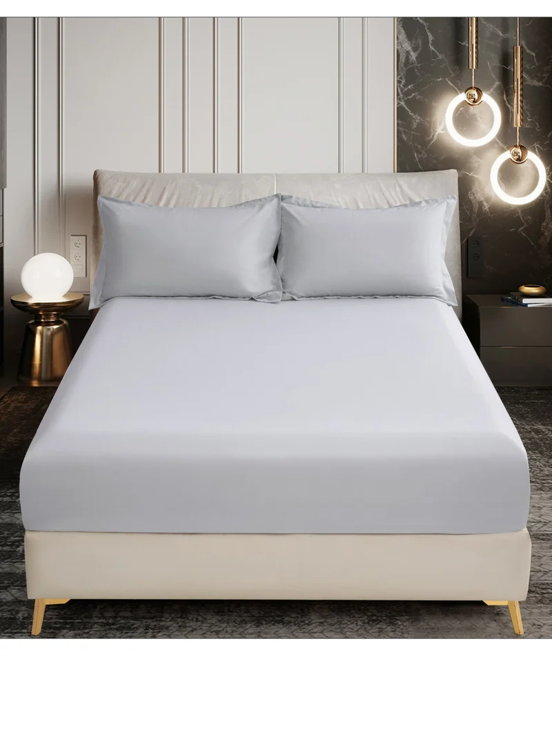 Donetella Bedding Fitted Sheet - Fits 120x200 Cm Bed For Twin Bed 2 Pcs (1 Fitted Sheet and 1 Pillowcase) - 30 Cm Deep Pocket - Solid Bed Sheet