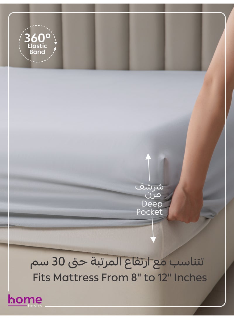 Donetella Bedding Fitted Sheet - Fits 120x200 Cm Bed For Twin Bed 2 Pcs (1 Fitted Sheet and 1 Pillowcase) - 30 Cm Deep Pocket - Solid Bed Sheet - Image 4