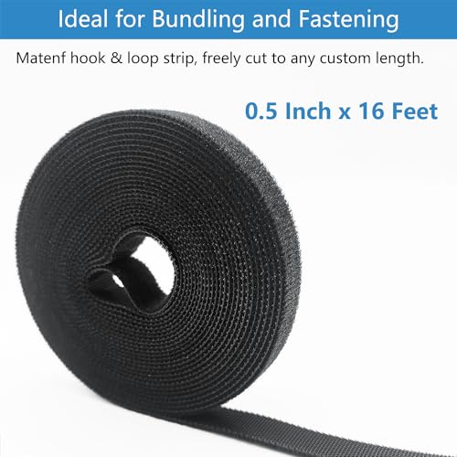 Matenf Double-Sided Hook and Loop Straps, Self-Gripping, 1/2 Inch, Cut to Length, Heavy Duty, Quick Wrap Cable Straps, Hook and Loop Roll for Bundling Fastening Storage and Organization, 0.5'' x 16' - Image 3