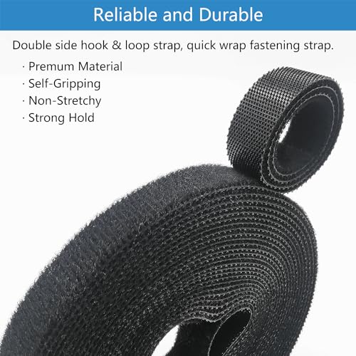 Matenf Double-Sided Hook and Loop Straps, Self-Gripping, 1/2 Inch, Cut to Length, Heavy Duty, Quick Wrap Cable Straps, Hook and Loop Roll for Bundling Fastening Storage and Organization, 0.5'' x 16' - Image 2