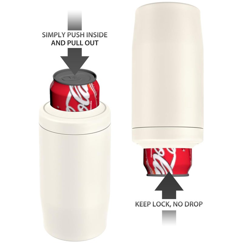MoreFeel 4-in-1 Skinny Can Cooler Double Wall Stainless Steel Insulated Can Holder,Can Coozie, Works With 12 Oz Slim Can,Standard Cans,Beer Bottles & As Pint Cups (Light Beige) - Image 5