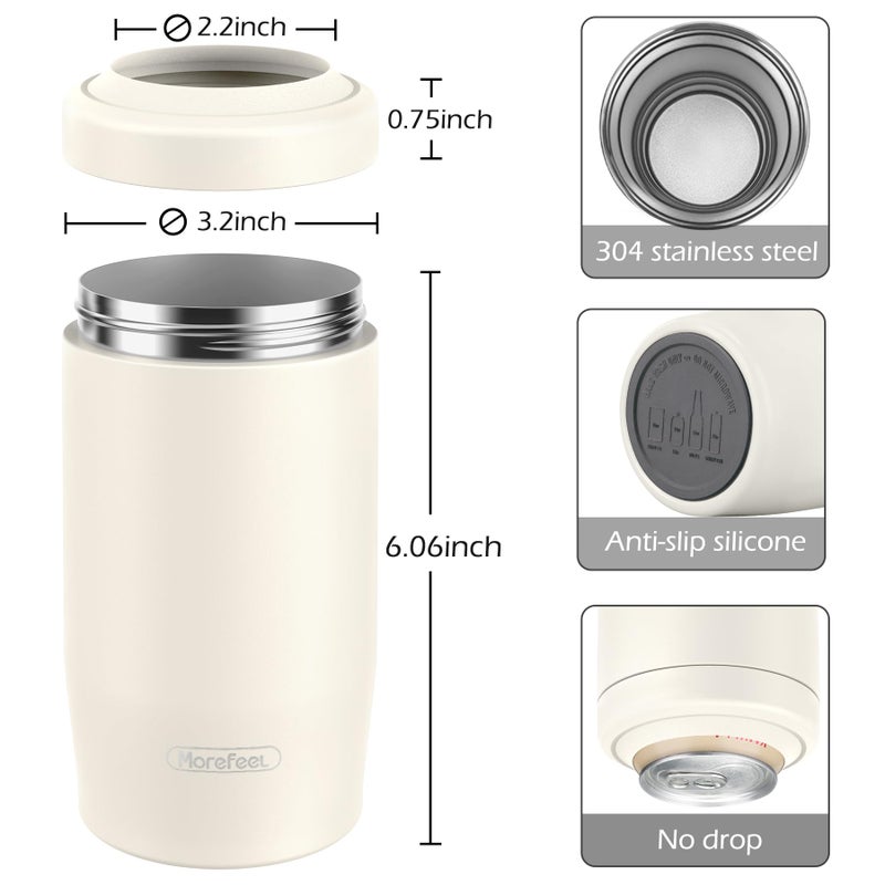 MoreFeel 4-in-1 Skinny Can Cooler Double Wall Stainless Steel Insulated Can Holder,Can Coozie, Works With 12 Oz Slim Can,Standard Cans,Beer Bottles & As Pint Cups (Light Beige) - Image 4