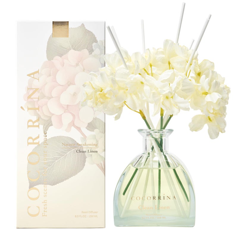 COCORRÃNA Reed Diffuser - 8.5 Oz Clean Linen Reed Diffuser with 8 Sticks for Home Bathroom Shelf Decor (Simple Luxe Collection) - Image 1