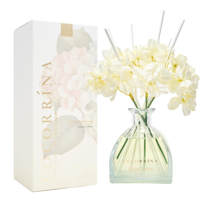 COCORRÃNA Reed Diffuser - 8.5 Oz Clean Linen Reed Diffuser with 8 Sticks for Home Bathroom Shelf Decor (Simple Luxe Collection) - Image 2