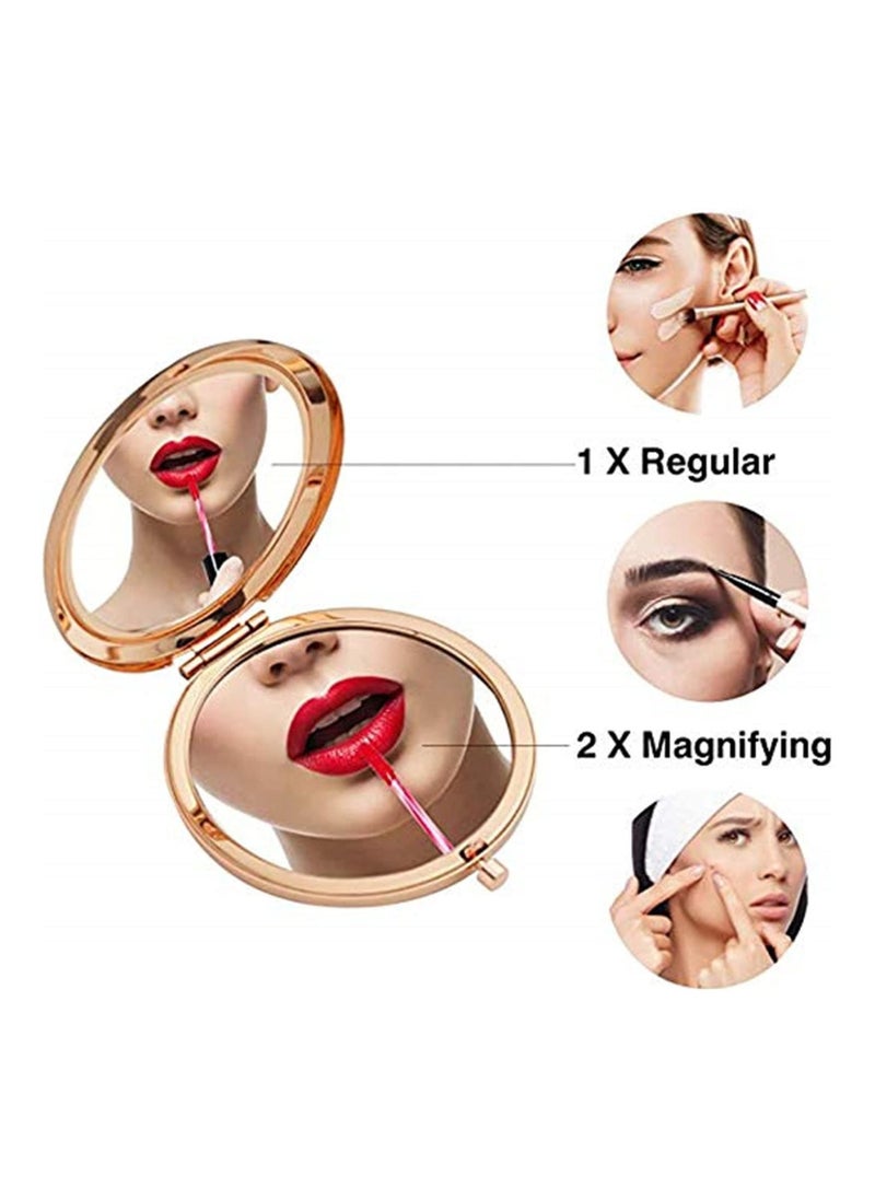 Arabest - 1X/2X Magnifying Folding Compact Round Makeup Mirror (Gold) - Image 1