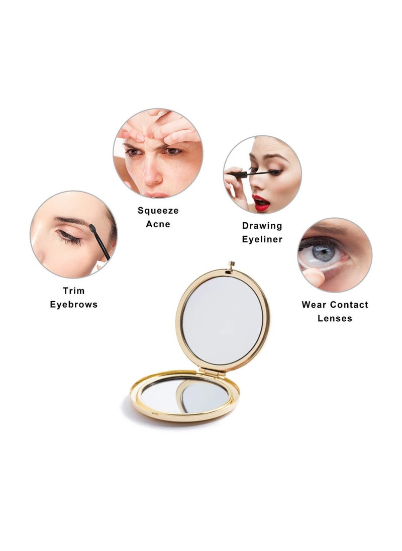 Arabest - 1X/2X Magnifying Folding Compact Round Makeup Mirror (Gold) - Image 1