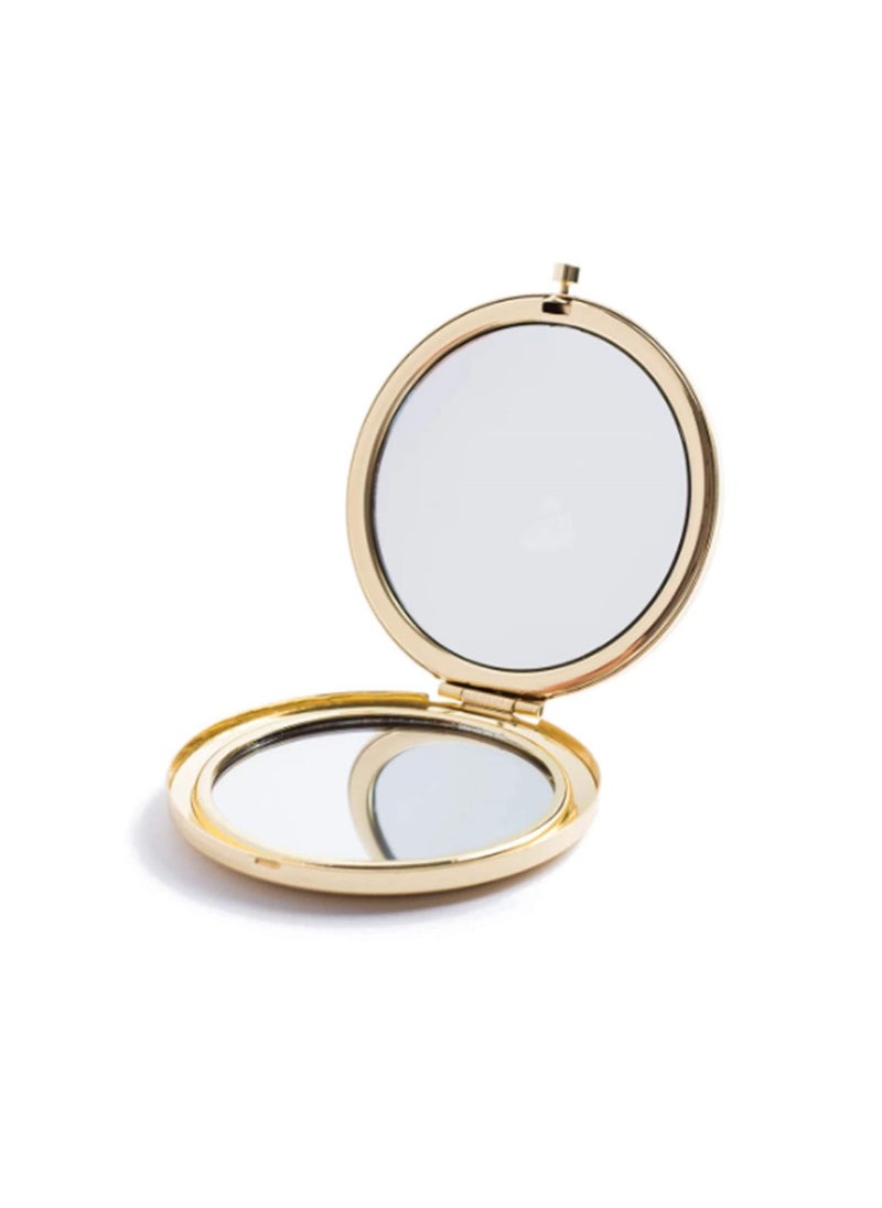 Arabest - 1X/2X Magnifying Folding Compact Round Makeup Mirror (Gold) - Image 1
