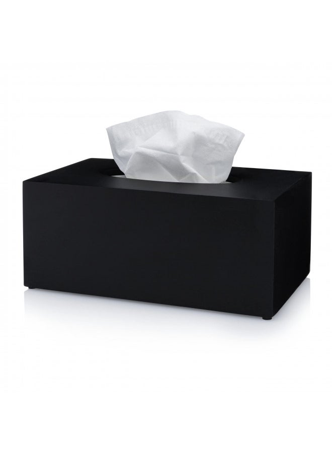 Essentra Home Essentra Home Rectangular Tissue Box Cover Heavy Facial Tissue Box Cover with Modern Matte Black Finish Matte Black Collection  - Image 1