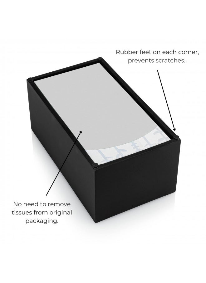 Essentra Home Essentra Home Rectangular Tissue Box Cover Heavy Facial Tissue Box Cover with Modern Matte Black Finish Matte Black Collection  - Image 3