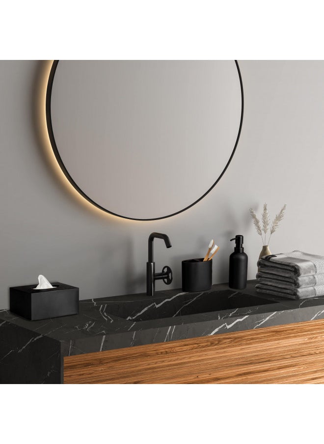 Essentra Home Essentra Home Rectangular Tissue Box Cover Heavy Facial Tissue Box Cover with Modern Matte Black Finish Matte Black Collection  - Image 4