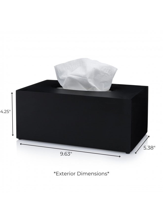 Essentra Home Essentra Home Rectangular Tissue Box Cover Heavy Facial Tissue Box Cover with Modern Matte Black Finish Matte Black Collection  - Image 5