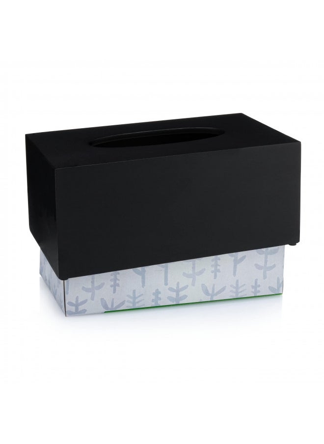 Essentra Home Essentra Home Rectangular Tissue Box Cover Heavy Facial Tissue Box Cover with Modern Matte Black Finish Matte Black Collection  - Image 2