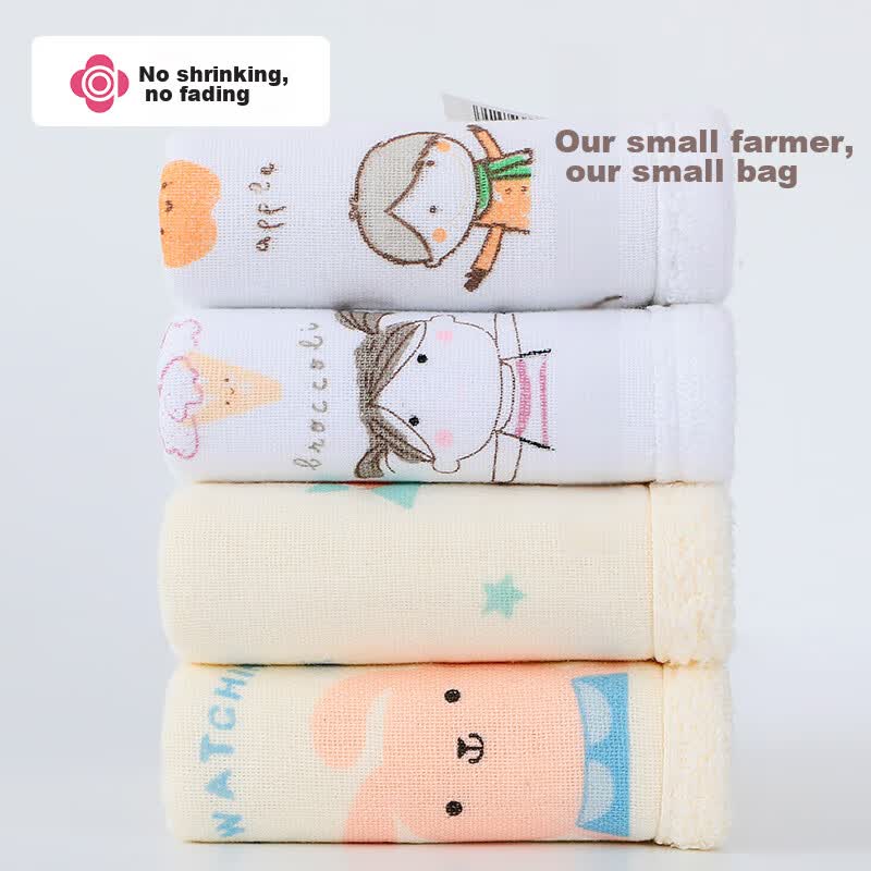 JD Jing Zao Grace Cartoon Print Pure Cotton Class A Baby Face And Bath Towel, One Side Gauze One Side Terry Cloth, 4 Pieces Sports Set - Image 5