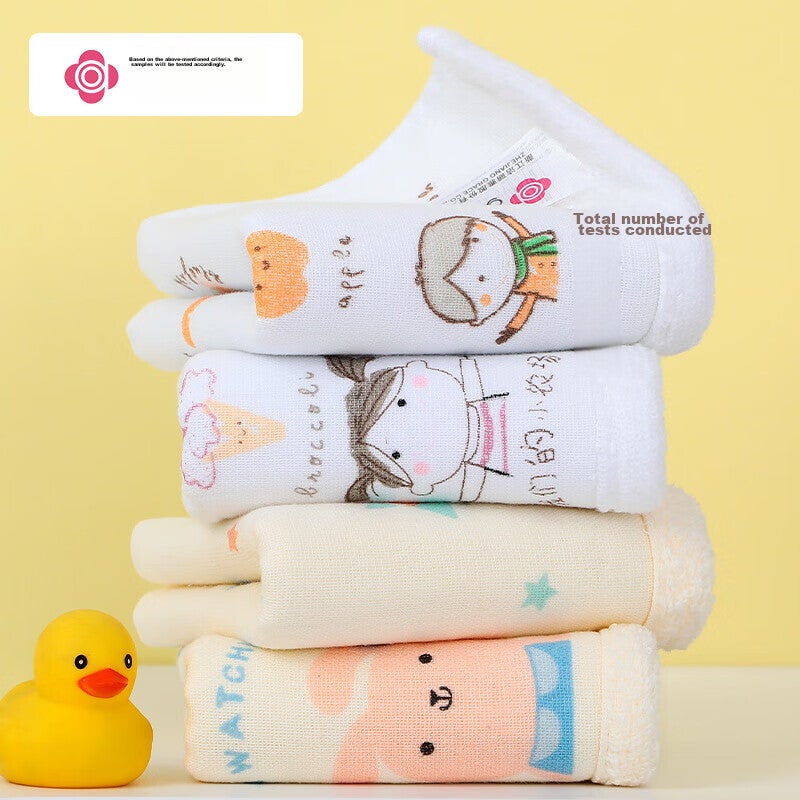 JD Jing Zao Grace Cartoon Print Pure Cotton Class A Baby Face And Bath Towel, One Side Gauze One Side Terry Cloth, 4 Pieces Sports Set - Image 4