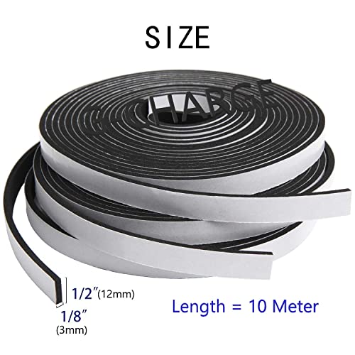 G-CHARGE Single Side High Density Self Adhesive Foam Seal Tape, Weather Stripping Doors and Window Insulation Soundproofing,Material Foam, Black Color, Pack of 1, (12mm x 3mm x 10 Meter) - Image 3