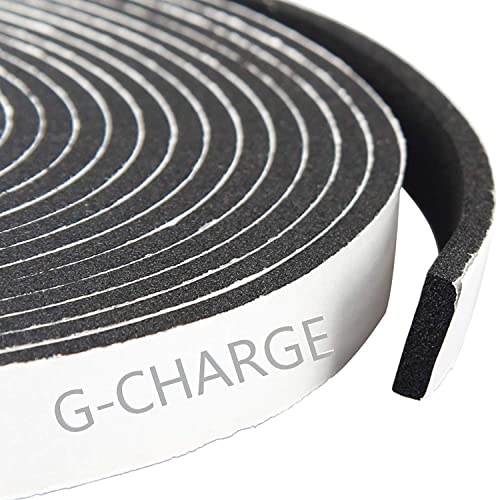 G-CHARGE Single Side High Density Self Adhesive Foam Seal Tape, Weather Stripping Doors and Window Insulation Soundproofing,Material Foam, Black Color, Pack of 1, (12mm x 3mm x 10 Meter) - Image 1